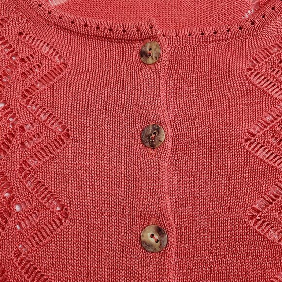 Peruvian Connection Womens Chaco Lace Knit Pima Cotton Cardigan XL Point… - Picture 5 of 12
